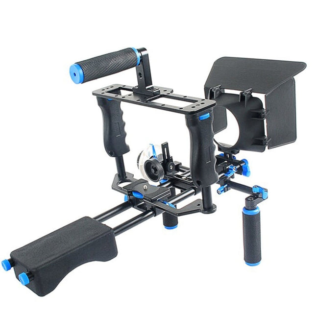 YELANGU YLG1103A-A Dual Handles Camera Shoulder Mount + Camera Cage Stabilizer Kit with Matte Box for DSLR Camera / Video Camera