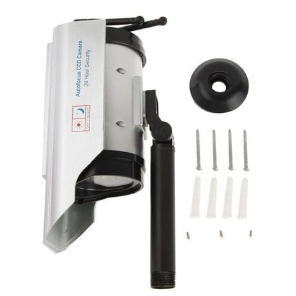 Solar Powered Realistic Looking Dummy Camera with Flashing Red LED Light, 2400