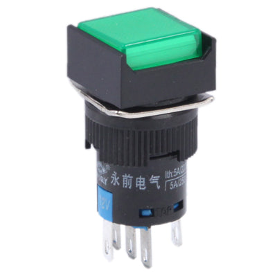 Car DIY Square Button Push Switch with Lock & LED Indicator, DC 24V, With Lock DC 24V Red, With Lock DC 24V Green