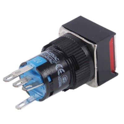 Car DIY Square Button Push Switch with Lock & LED Indicator, DC 24V, With Lock DC 24V Red, With Lock DC 24V Green
