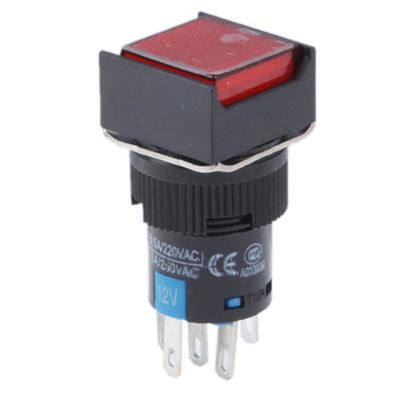 Car DIY Square Button Push Switch with Lock & LED Indicator, DC 24V, With Lock DC 24V Red, With Lock DC 24V Green