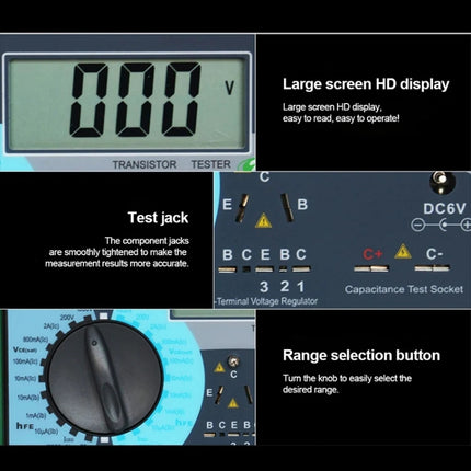 DY294 Professional 2.7 inch LCD Digital Transistor Parameter Tester Meter (4*AA)