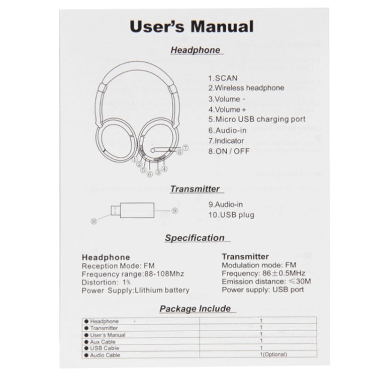 KST-900ST 2.4GHZ Wireless Music Headphone with Control Volume, Support FM Radio / AUX / MP3