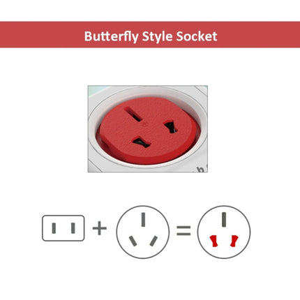 PowerCube 10A Universal Wall Adapter Power Socket with 4 US / AU Sockets and 2 USB Ports for Home Office, AU Plug, Random Color Delivery, With 2 USB Ports