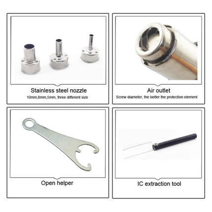 BEST BST-898D 2 in 1 AC 220V 720W LED Displayer Helical Wind Adjustable Temperature Unleaded Hot Air Gun + Solder Station & Soldering Iron