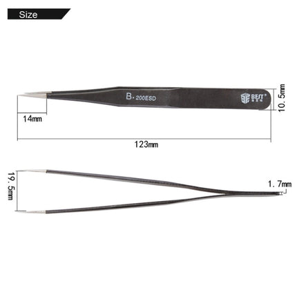 BEST BST-200ESD 202 Stainless Steel Anti-static Tip Tweezers