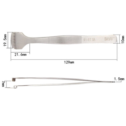 BEST BST-91-6T SA Professional Stainless Steel Wafer Tweezers for Silicon Wafer, BST-91-6T