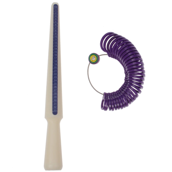 Finger Size Measuring Tool with 33 Plastic Finger Rings Set