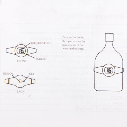 Celsius Degree Digital LCD Display Wine Bottle Thermometer, Suitable Bottle Diameter: 65-80mm (Black + Silver), TL802-TT