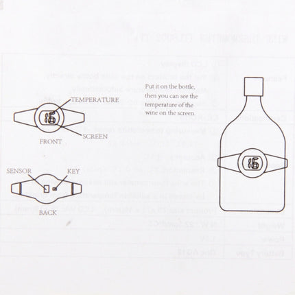 Celsius Degree Digital LCD Display Wine Bottle Thermometer, Suitable Bottle Diameter: 65-80mm (Black + Silver), TL802-TT