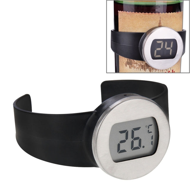 Celsius Degree Digital LCD Display Wine Bottle Thermometer, Suitable Bottle Diameter: 65-80mm (Black + Silver), TL802-TT