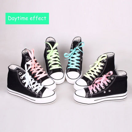 2 PCS Fashion Sports Fluorescent Color Flat Shoelaces