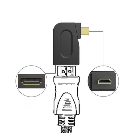 Gold Plated Micro HDMI Male to HDMI 19 Pin Female Adaptor with 90 Degree Angle