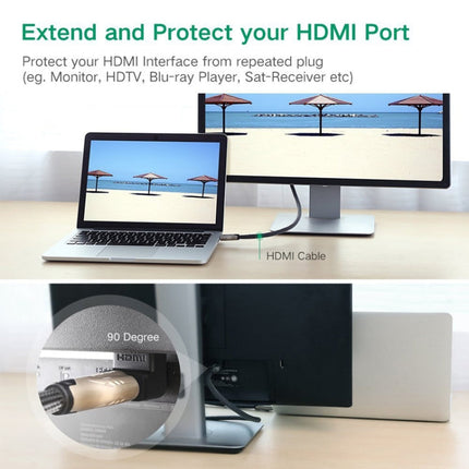 Gold Plated HDMI 19 Pin Male to HDMI 19 Pin Female Adapter with 90 Degree Angle, HDMI Male to Female