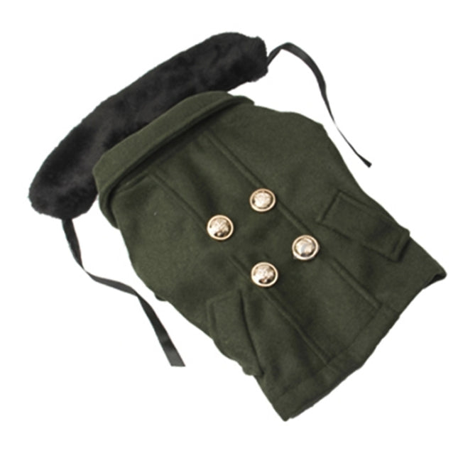 Gorgeous Woolen Cloth with Fur Collar Dog Coat Pet Clothes, Size: XL , Size: S(Deep Green), Size: M (Deep Green), Size: L (Deep Green), Size: XL (Deep Green)