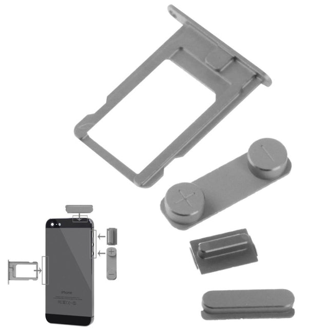 4 in 1 for iPhone 5 & 5S Original Alloy Material Colorful Nano SIM Card Tray + Volume Button + Power Button + Mute Button, For 5 & iPhone 5S, For iPhone 5 & 5S