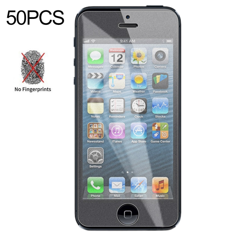 50 PCS Non-Full Matte Frosted Tempered Glass Film for iPhone 5 / 5S / 5C, For iPhone 5 / 5S / 5C