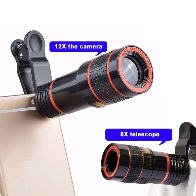 Universal 12X Zoom Optical Zoom Telescope Lens with Clip