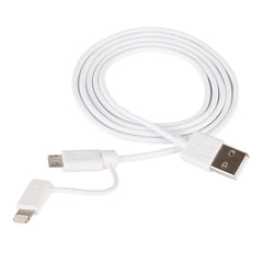 1m MFI 2 in 1 8 pin + Micro USB 2.0 Male to USB Data Sync Charging Cable