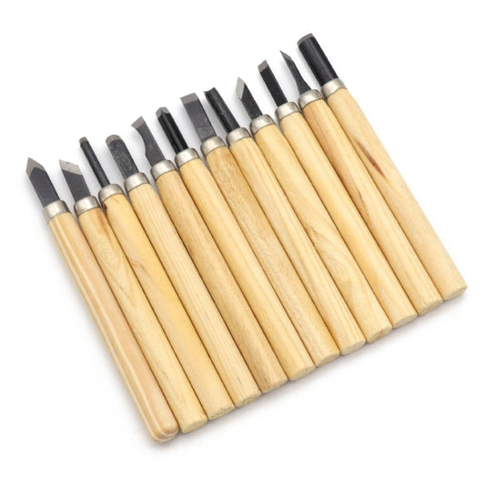 12 PCS / Set Assorted Wood Carving Tools Set with Stainless Steel Blade and Wood Handle, 12 PCS / Set Wood Carving