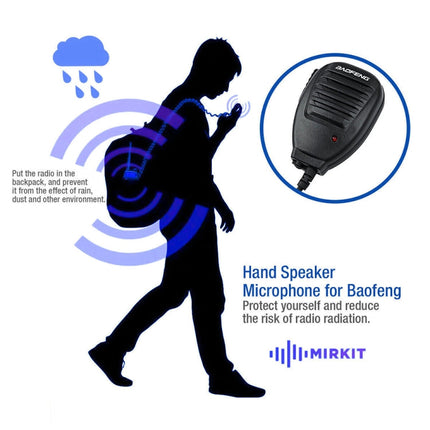 Baofeng Clip-on Speaker Microphone for Walkie Talkies, 3.5mm + 2.5mm Earphone + Mic Plug, Microphone
