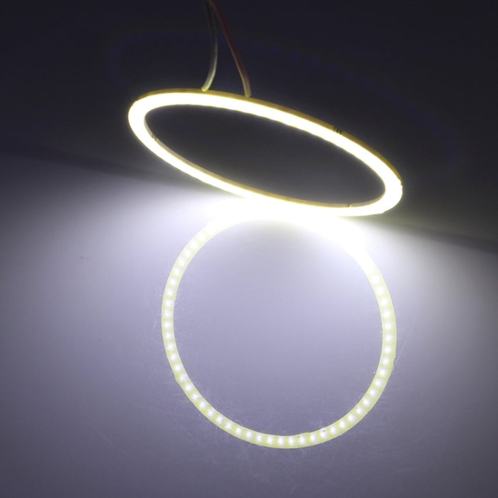 70mm 5W 180LM Angel Eyes Circles Car Headlight COB LED Lights for Vehicles, DC 12-24V, 70mm Blue Light, 70mm White Light