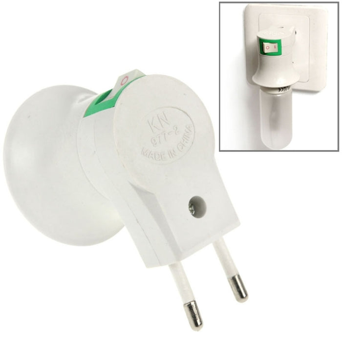 E27 to EU Plug Lamp Bulb Socket with Power Switch
