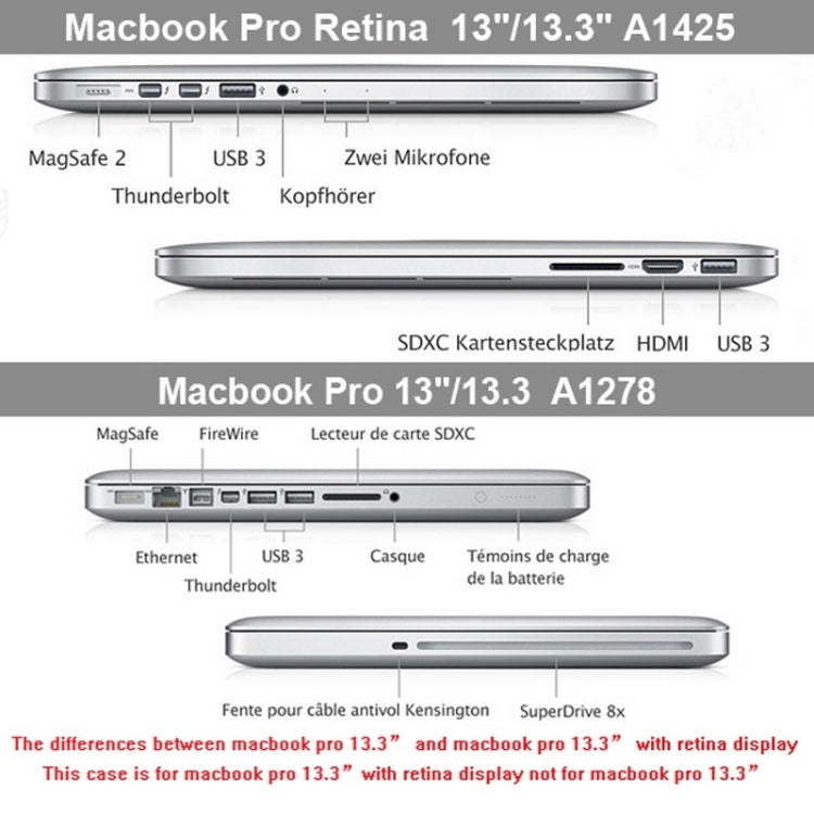 ENKAY for MacBook Pro Retina 13.3 inch (US Version) / A1425 / A1502 4 in 1 Frosted Hard Shell Plastic Protective Case with Screen Protector & Keyboard Guard & Anti-dust Plugs