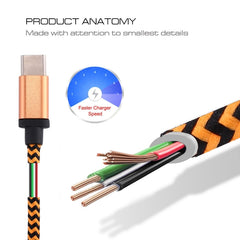 1m Woven Style USB-C / Type-C 3.1 to USB 2.0 Data Sync Charge Cable