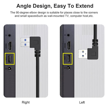 1m USB-C / Type-C 3.1 Male to USB 3.0 90 Degree Left Turn Adapter Cable