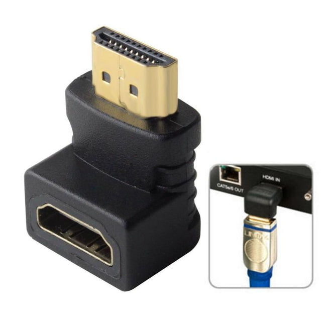 HDMI 19Pin Male to HDMI 19Pin Female 90-degree Angle Adaptor (Gold Plated), HDMI Male to Female