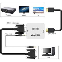1080P Mini VGA to HDMI Audio Video Converter for HDTV, PC, Laptop and DVD, Mini VGA to HDMI