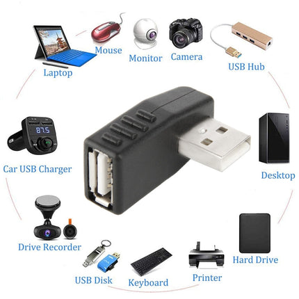 USB 2.0 AM to AF Adapter with 90 Degree Angle, Support OTG Function