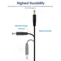 USB DC Charging Cable, Length: 65cm, 2.0mm, Black