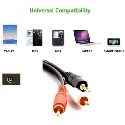 Normal Quality Jack 3.5mm Stereo to RCA Male Audio Cable, Length: 1.5m