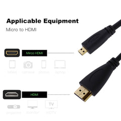 1.5m Micro HDMI to HDMI 19 Pin Cable, 1.4 Version, HDMI Male, Length: 1.5m
