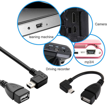 90 Degree Mini USB Male to USB 2.0 AF Adapter Cable with OTG Function, Length: 13cm, Right Augle Mini USB, 13cm
