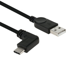 28AWG High Speed USB 2.0 Male to 90 Degrees Elbow USB-C / Type-C 3.0 Male Data Sync Cable Adapter