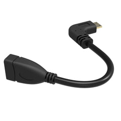 16cm Gold Plated Mini HDMI Male to HDMI 19 Pin Female Cable, 90 Degree Right Angle, Right Angle Mini HDMI to HDMI
