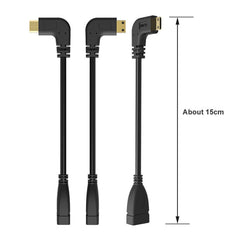 16cm Gold Plated Mini HDMI Male to HDMI 19 Pin Female Cable, 90 Degree Right Angle, Right Angle Mini HDMI to HDMI