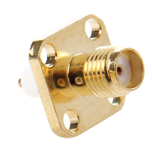 10 PCS Gold Plated SMA Female 4 Holes Chassis Panel Mount Extended Dielectric Solder Connector Adapter, SMA Female 4 Holes