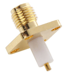 10 PCS Gold Plated SMA Female 4 Holes Chassis Panel Mount Extended Dielectric Solder Connector Adapter, SMA Female 4 Holes