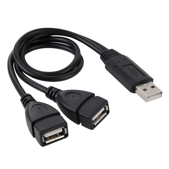 USB 2.0 Male to 2 Dual USB Female Jack Adapter Cable for Computer / Laptop, Length: About 30cm, USB 2.0 AM to 2 USB 2.0 AF