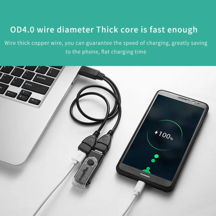 USB 2.0 Male to 2 Dual USB Female Jack Adapter Cable for Computer / Laptop, Length: About 30cm, USB 2.0 AM to 2 USB 2.0 AF