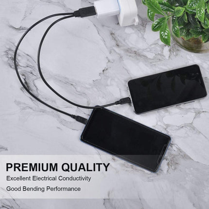USB 2.0 Male to 2 Micro USB Male Cable, Length: About 30cm, USB 2.0 AM  to 2 Micro USB
