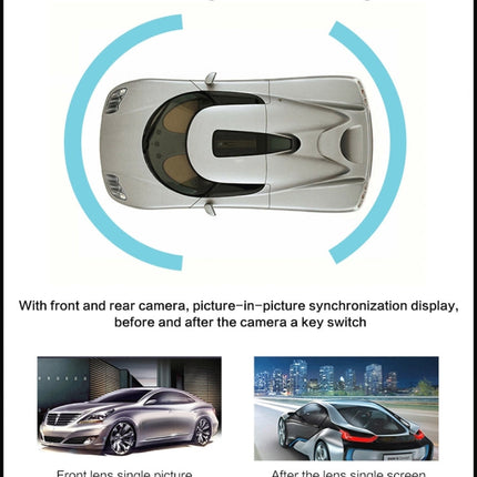 Full HD 1080P 4.3 inch Screen Display Dual Camera Vehicle DVR, 140 Degree Wide Angle Viewing, Support Night Vision / Parking Monitoring / Loop Recording / Motion Detection / G-Sensor / TF Card, 4.3 inch