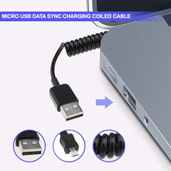 2m Micro USB Data Sync Charging Coiled Cable / Spring Cable