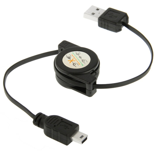 USB Retractable Data & Charger Cable for Motorola V3 / Mobile Phone / MP3 / MP4 / Digital Camera / GPS, Length: 10cm (Can be Extended to 80cm),  Black, USB 1.1 to Mini 5 Pin, USB 2.0 to Mini 5 Pin