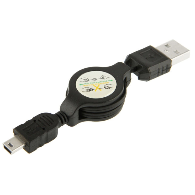 USB Retractable Data & Charger Cable for Motorola V3 / Mobile Phone / MP3 / MP4 / Digital Camera / GPS, Length: 10cm (Can be Extended to 80cm),  Black, USB 2.0 to Mini 5 Pin, USB 1.1 to Mini 5 Pin