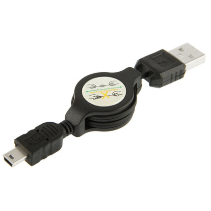 USB Retractable Data & Charger Cable for Motorola V3 / Mobile Phone / MP3 / MP4 / Digital Camera / GPS, Length: 10cm (Can be Extended to 80cm),  Black, USB 2.0 to Mini 5 Pin